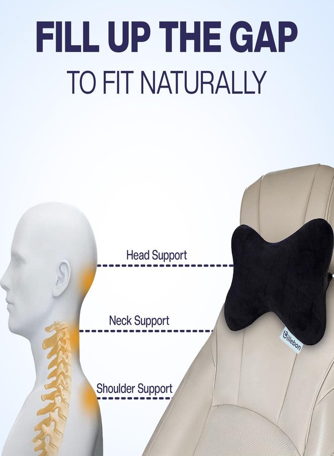 Billebon Car Neck Rest Pillow | Memory Foam Neck Pillow for Car, Car Seat Head Rest Cushion for Neck & Cervical Support - Relieves Neck Pain (Black) - Image 4